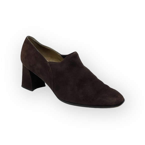Stuart Weitzman ⌘ Modern Heeled Suede Ankle Shootie Shoe Bootie ⌘ Chocolate 7M - Picture 15 of 16